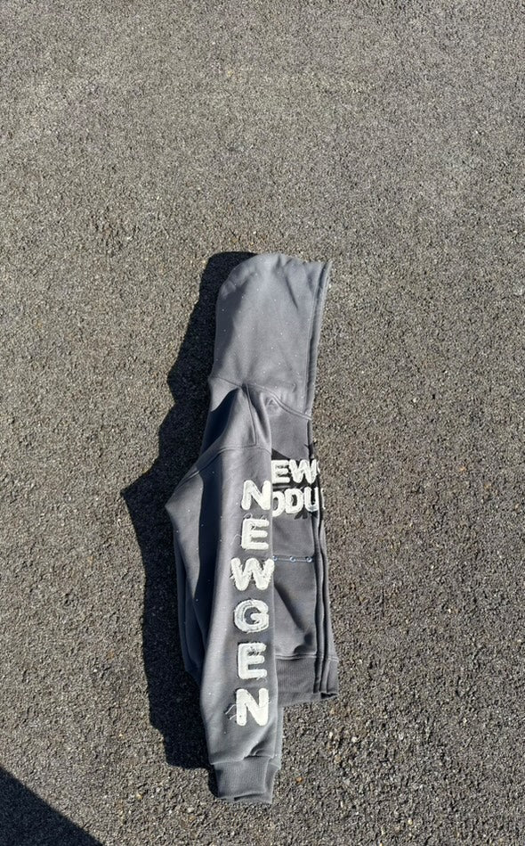 NEWGEN GREY RHINESTONE HOODIE
